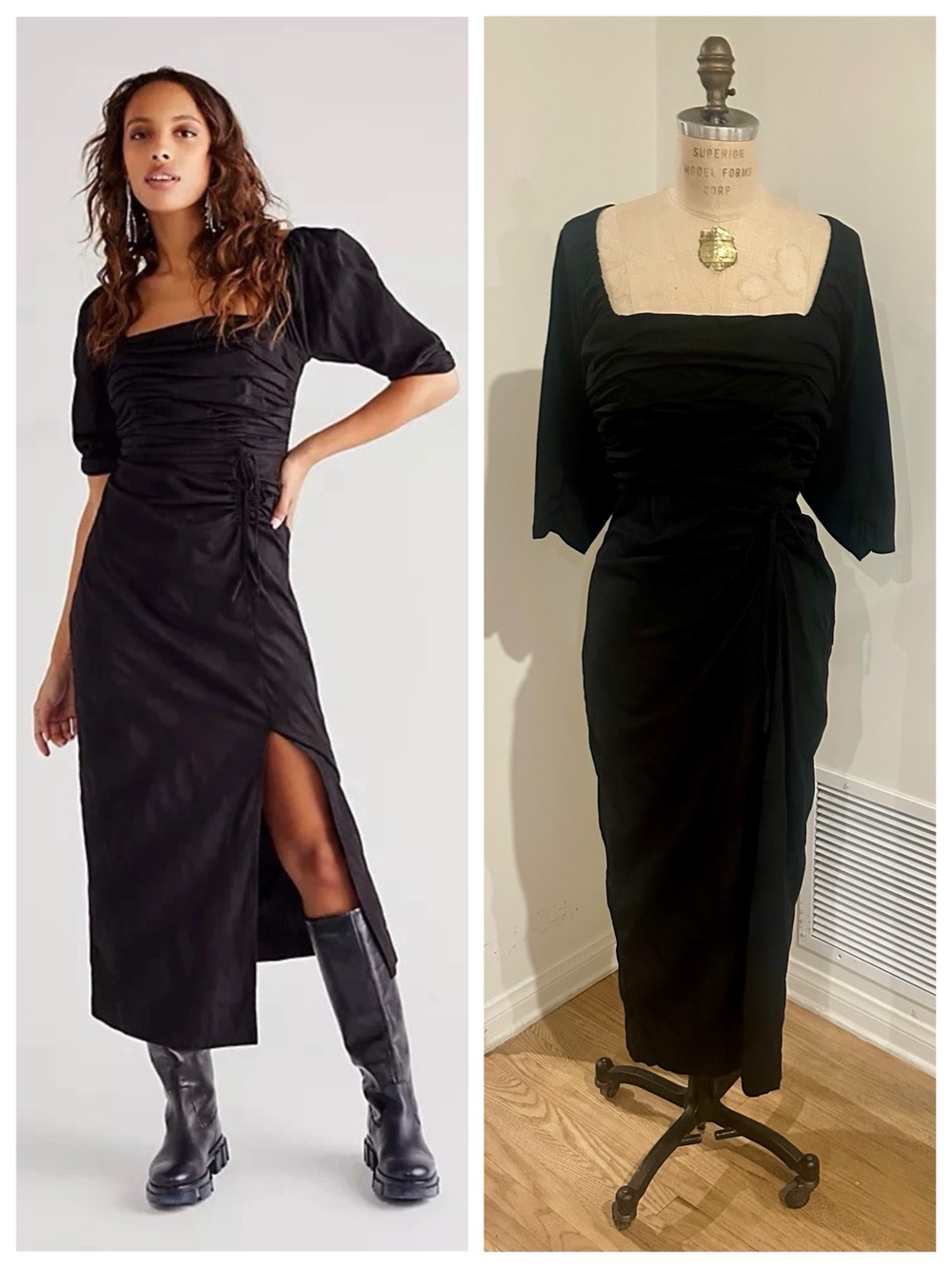 FREE PEOPLE Looking Stunning Midi Dress in Black, Size Medium